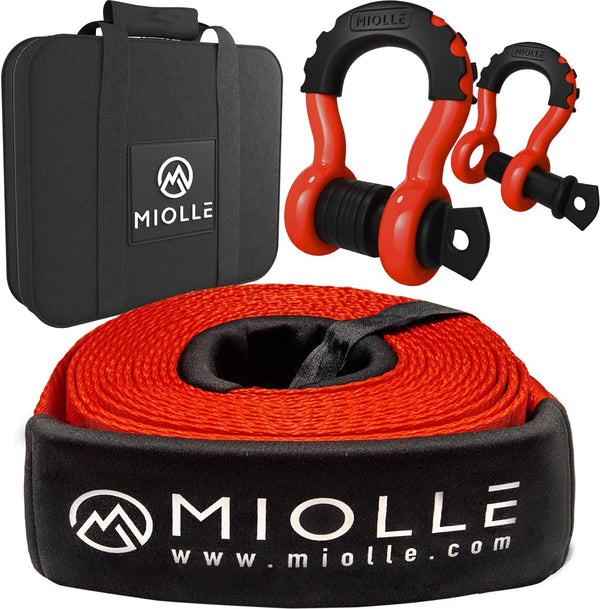 Miolle Tow Strap 3”x20’ with Loops and D-Hook Shackles | Miolle
