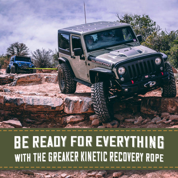 Limited Edition Greaker Kinetic Recovery Tow Rope Heavy Duty Offroad - Unique 4x4 Style (Marble Green, 1" x30')