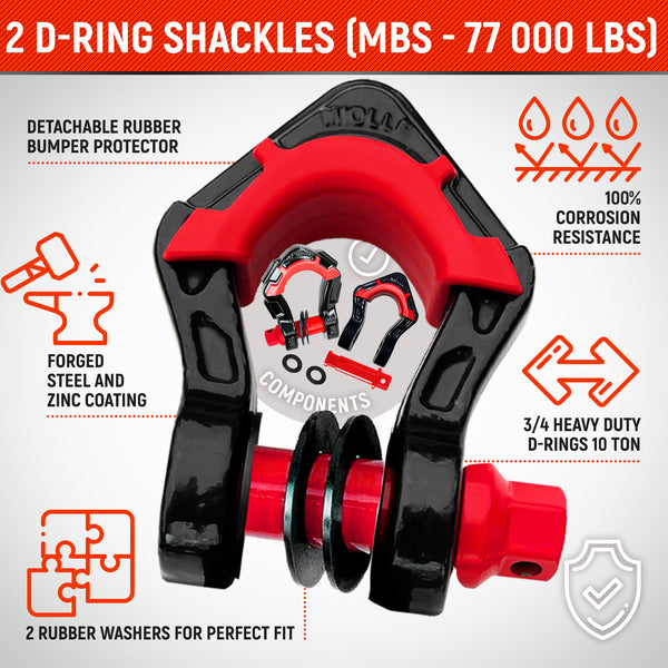 Miolle Beast 2 D Ring Shackle 3/4 with Anti-Theft Lock – 77,000 Lbs MBS